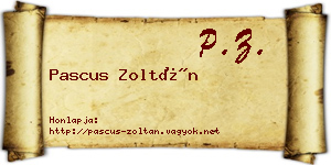 Pascus Zoltán névjegykártya